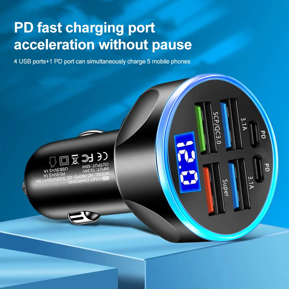Power Pulse 6X fast car charger with digital display
