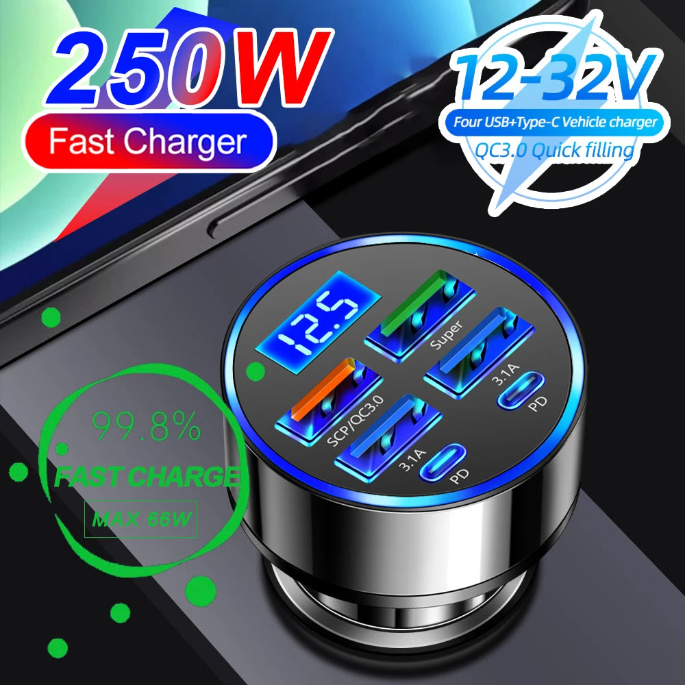 Power Pulse 6X fast car charger with digital display