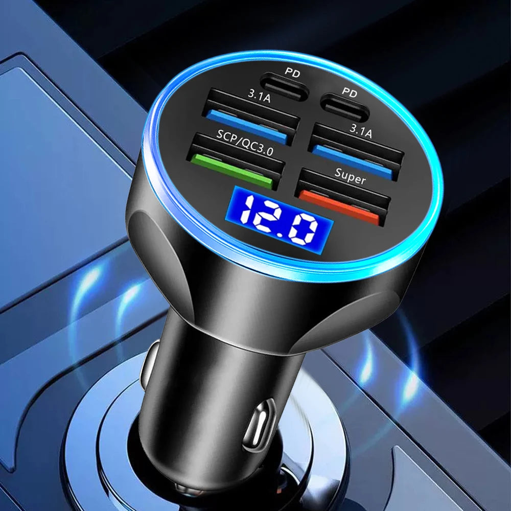 Power Pulse 6X fast car charger with digital display
