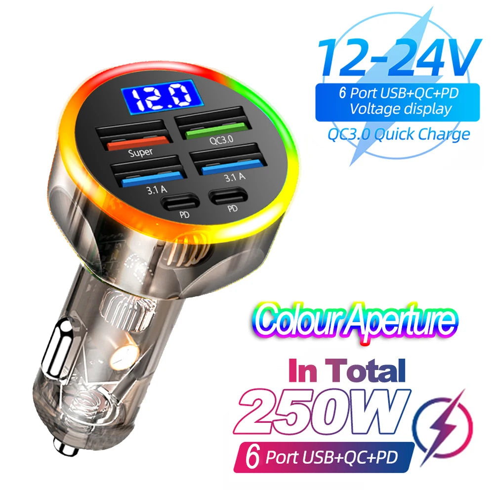 Power Pulse 6X fast car charger with digital display