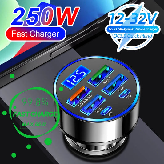 Power Pulse 6X fast car charger with digital display